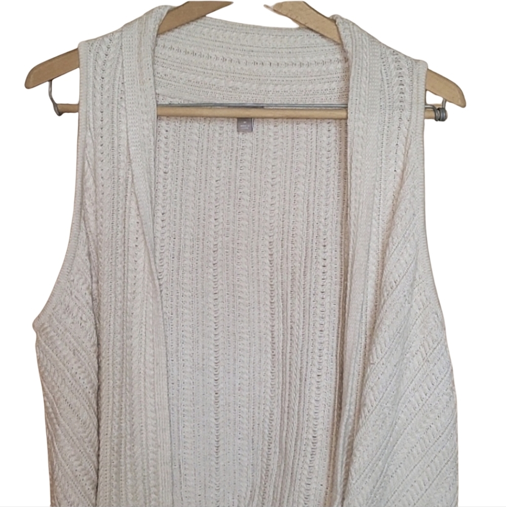 J. Jill women's ivory cableknit waterfall shrug - Picture 2 of 5